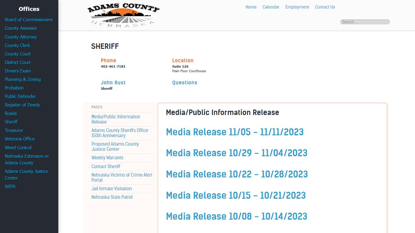 Sheriff - Adams County, Nebraska