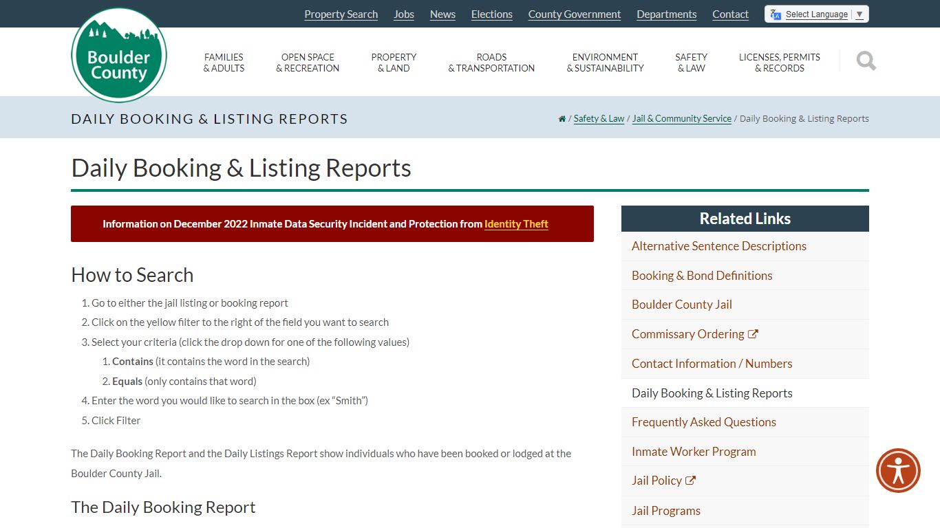 Daily Booking & Listing Reports - Boulder County
