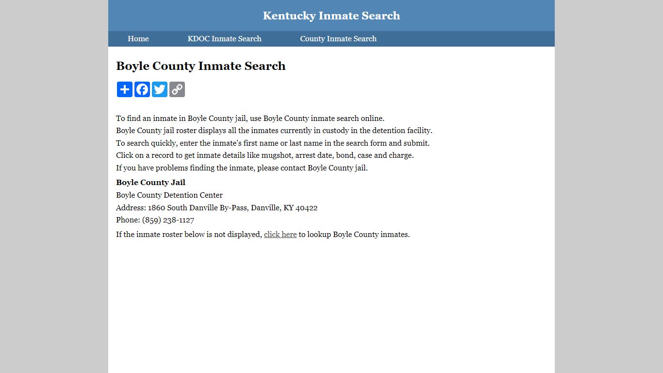 Boyle County Inmate Search