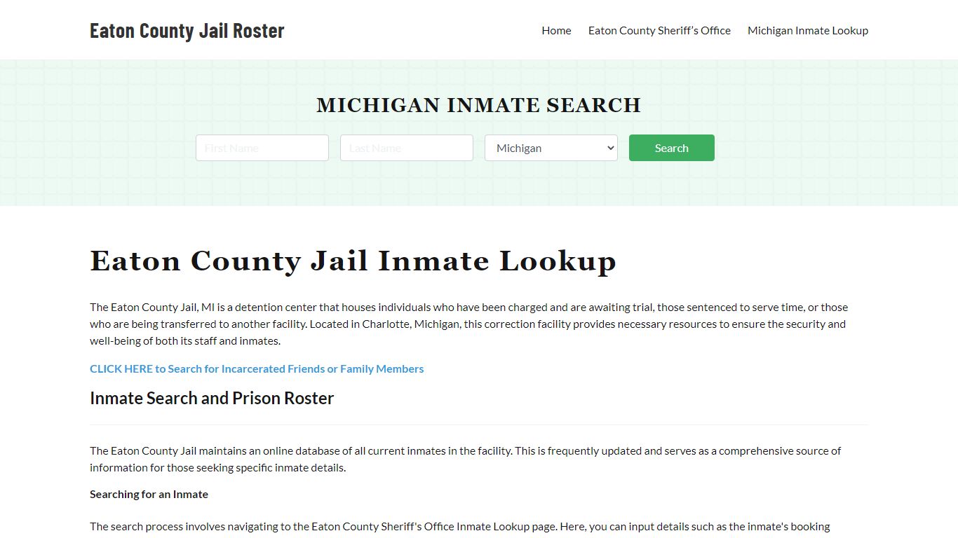 Eaton County Jail Roster Lookup, MI, Inmate Search