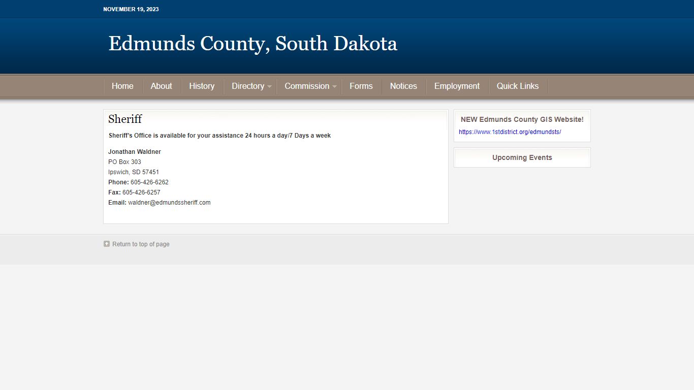 Sheriff - Edmunds County, South Dakota