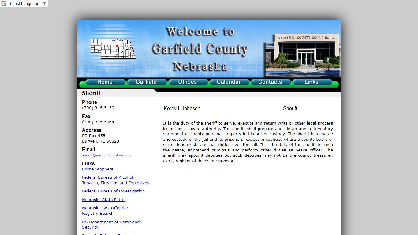 Garfield County Sheriff - Nebraska