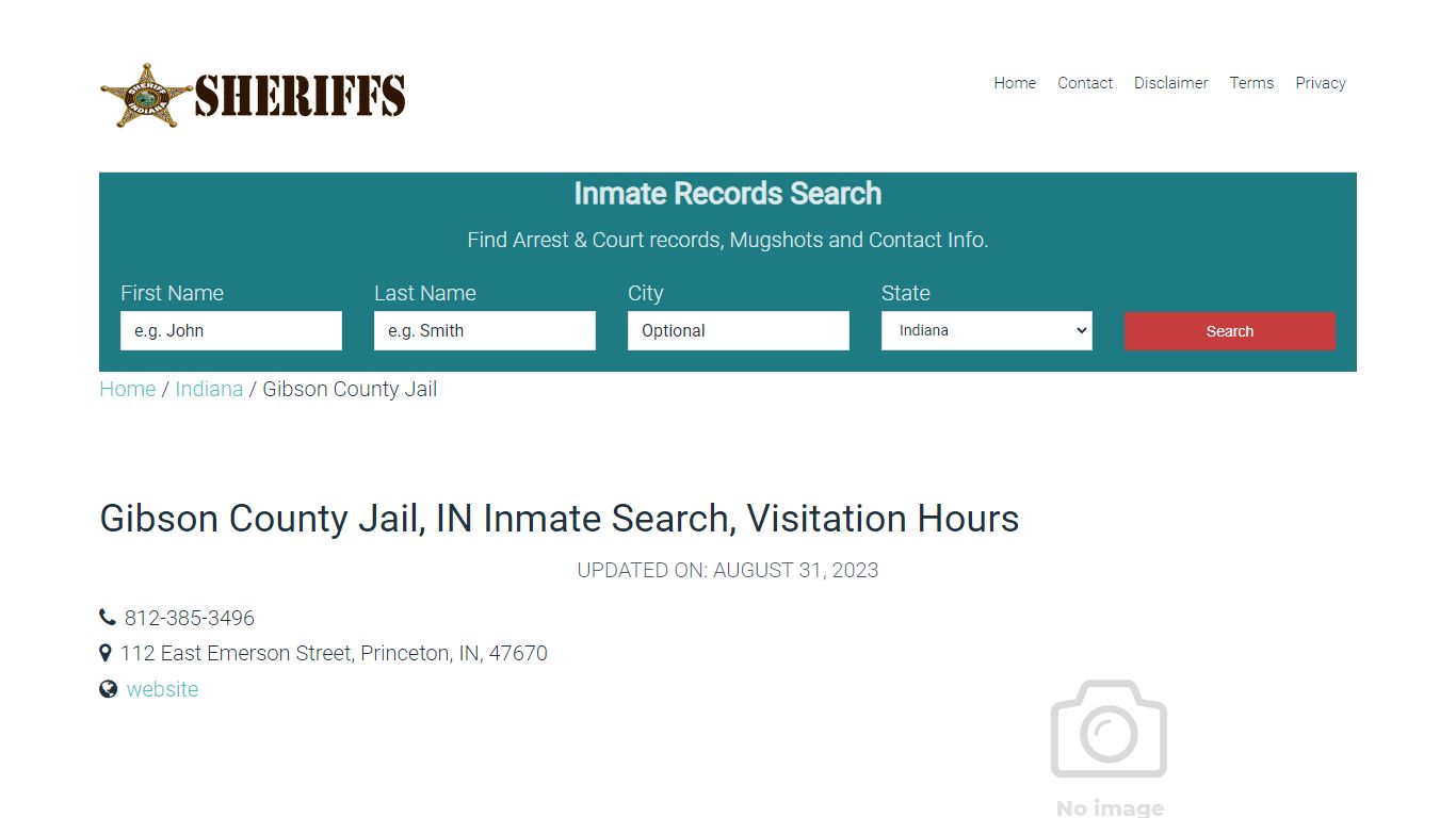 Gibson County Jail, IN Inmate Search, Visitation Hours