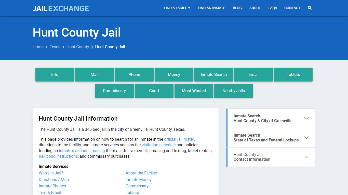Hunt County Jail, TX Inmate Search, Information