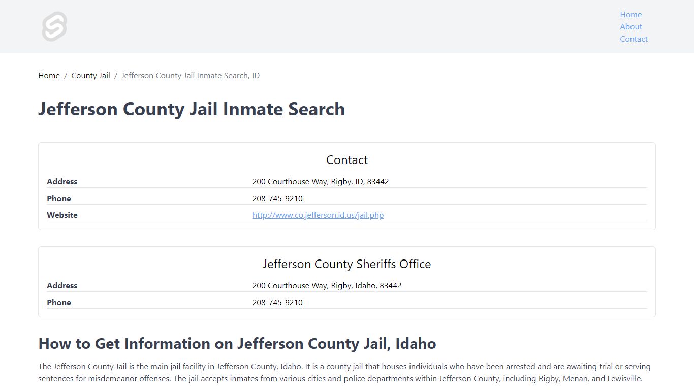 Jefferson County Jail Inmate Search, ID