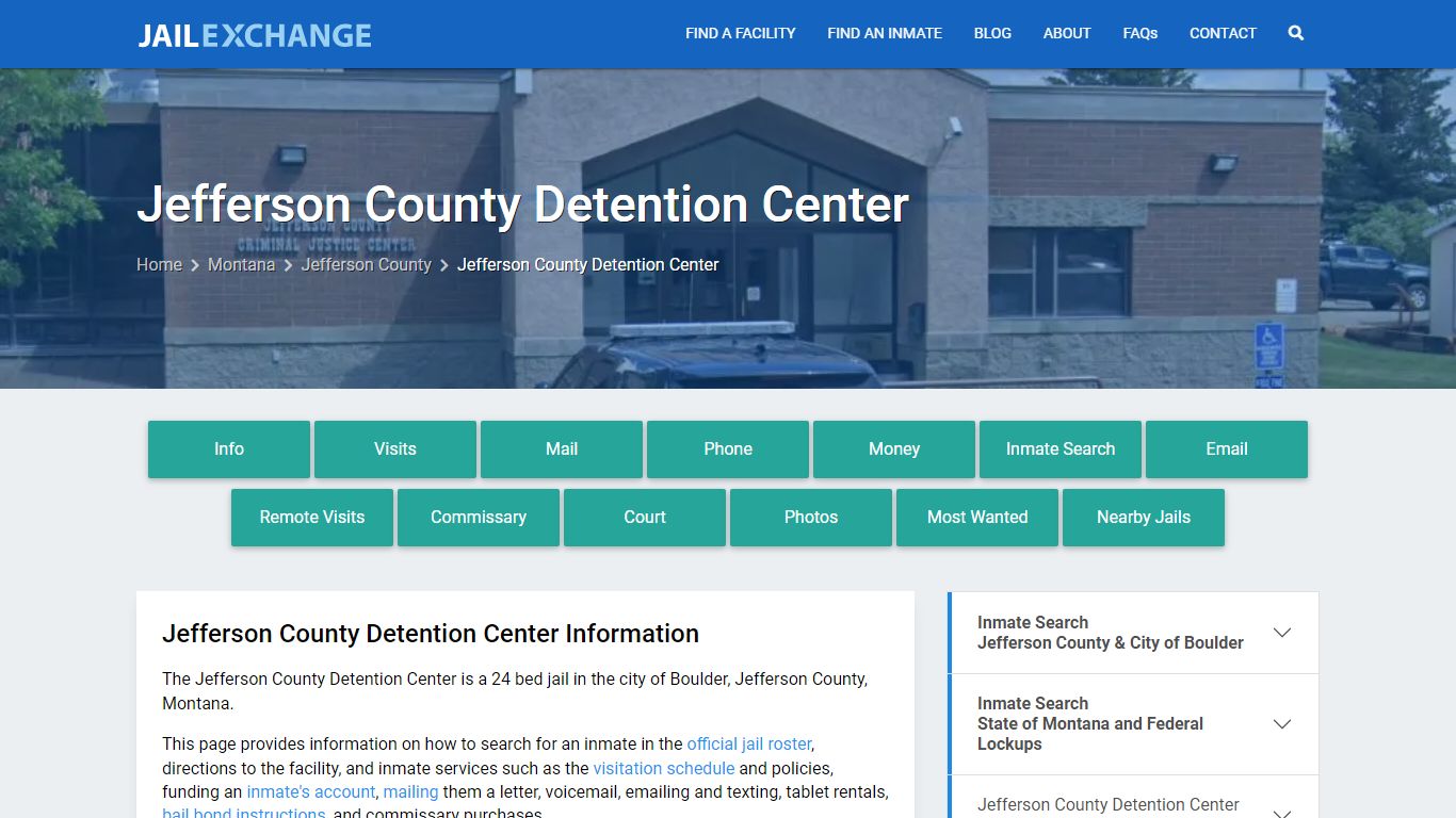 Jefferson County Detention Center, MT Inmate Search, Information