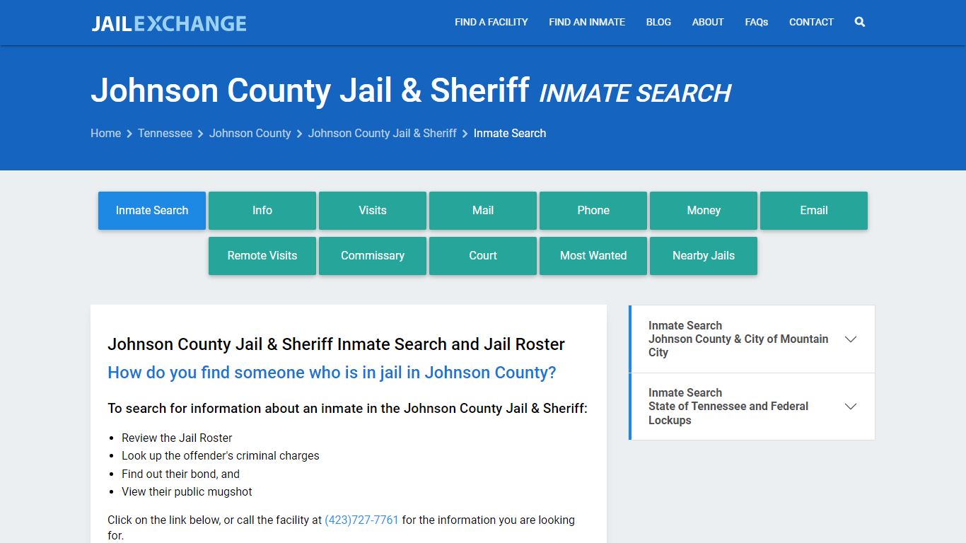 Johnson County Jail & Sheriff Inmate Search - Jail Exchange