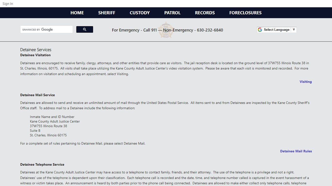 Adult JC - Corrections Detainee Services