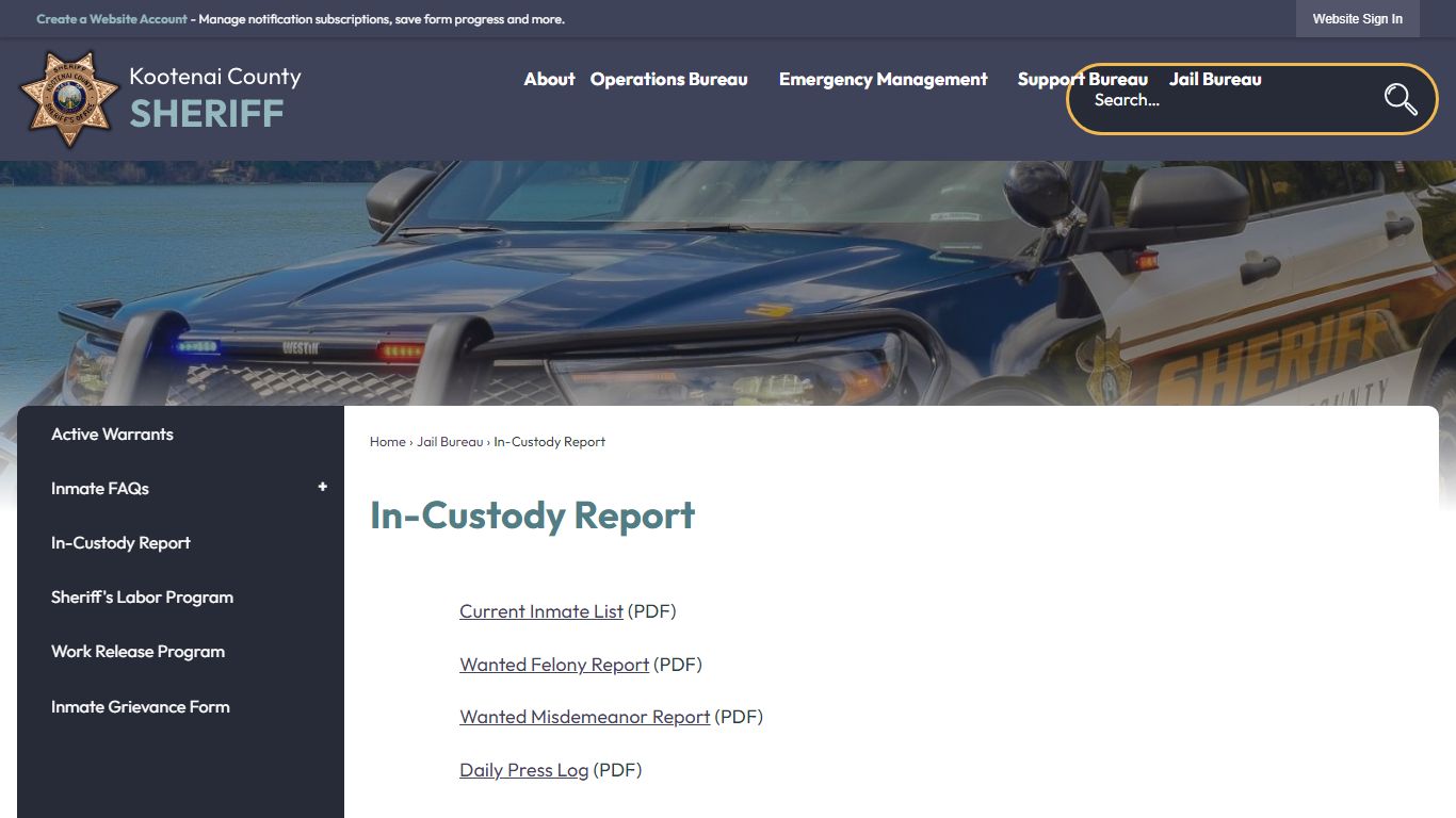 In-Custody Report | Kootenai County Sheriff, ID