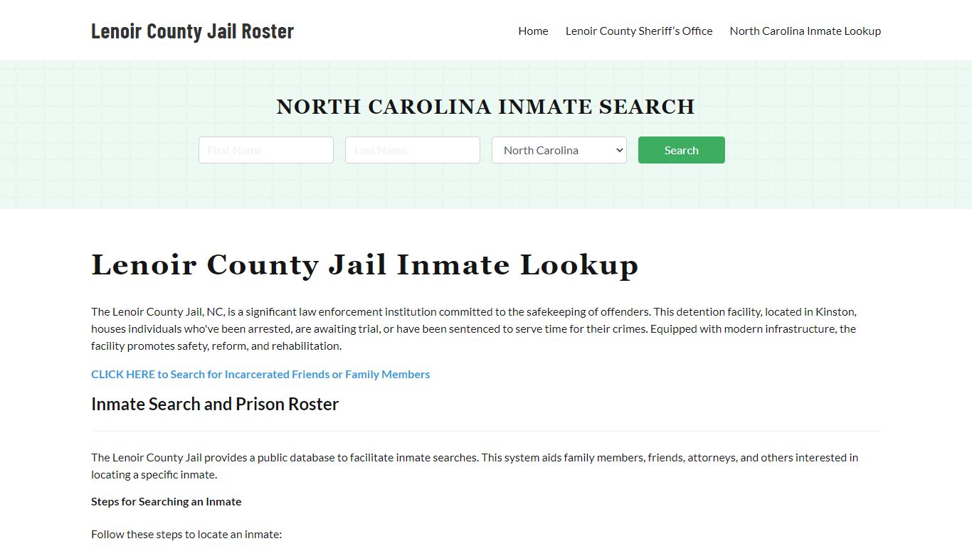Lenoir County Jail Roster Lookup, NC, Inmate Search