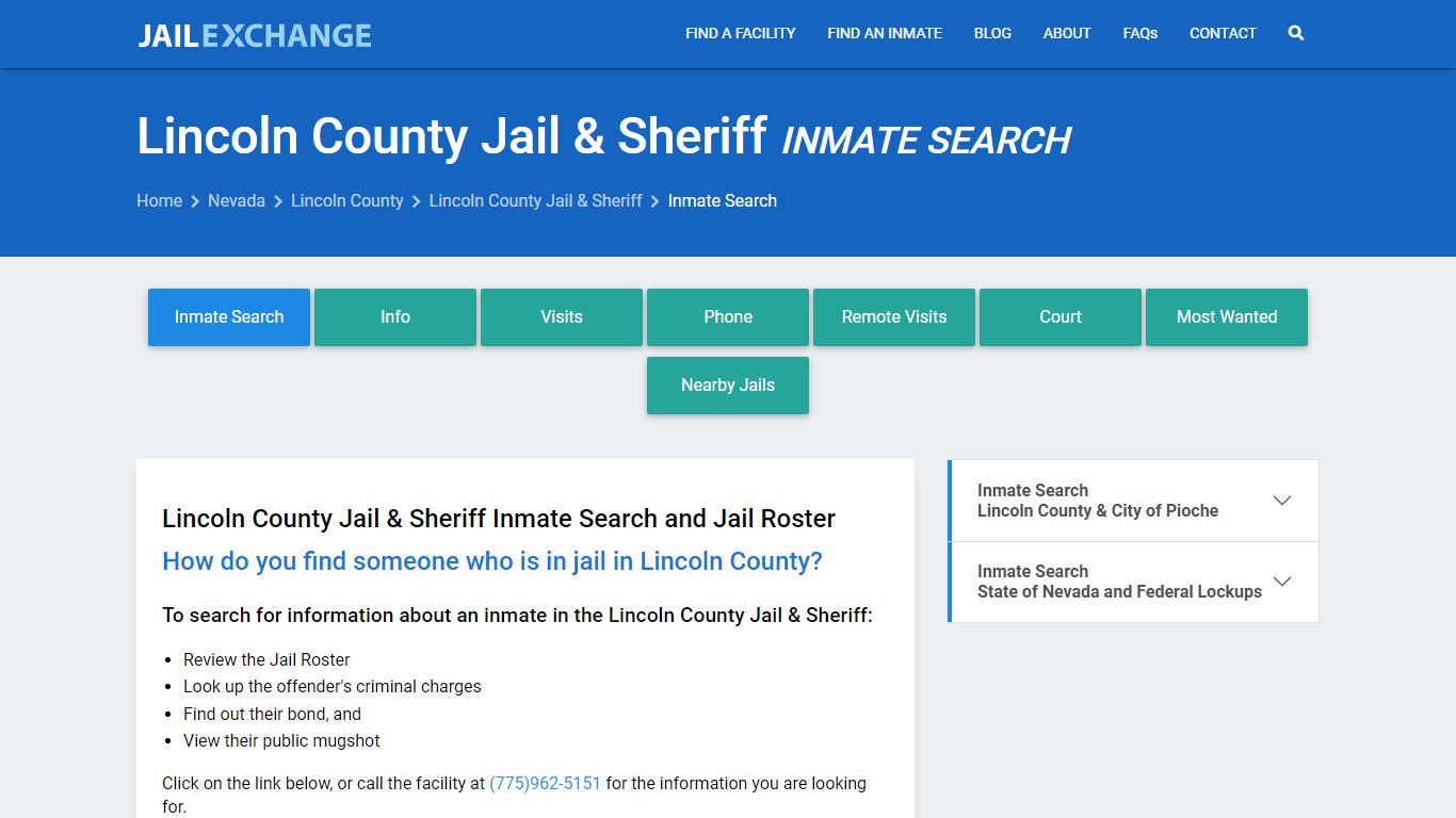 Lincoln County Jail & Sheriff Inmate Search - Jail Exchange