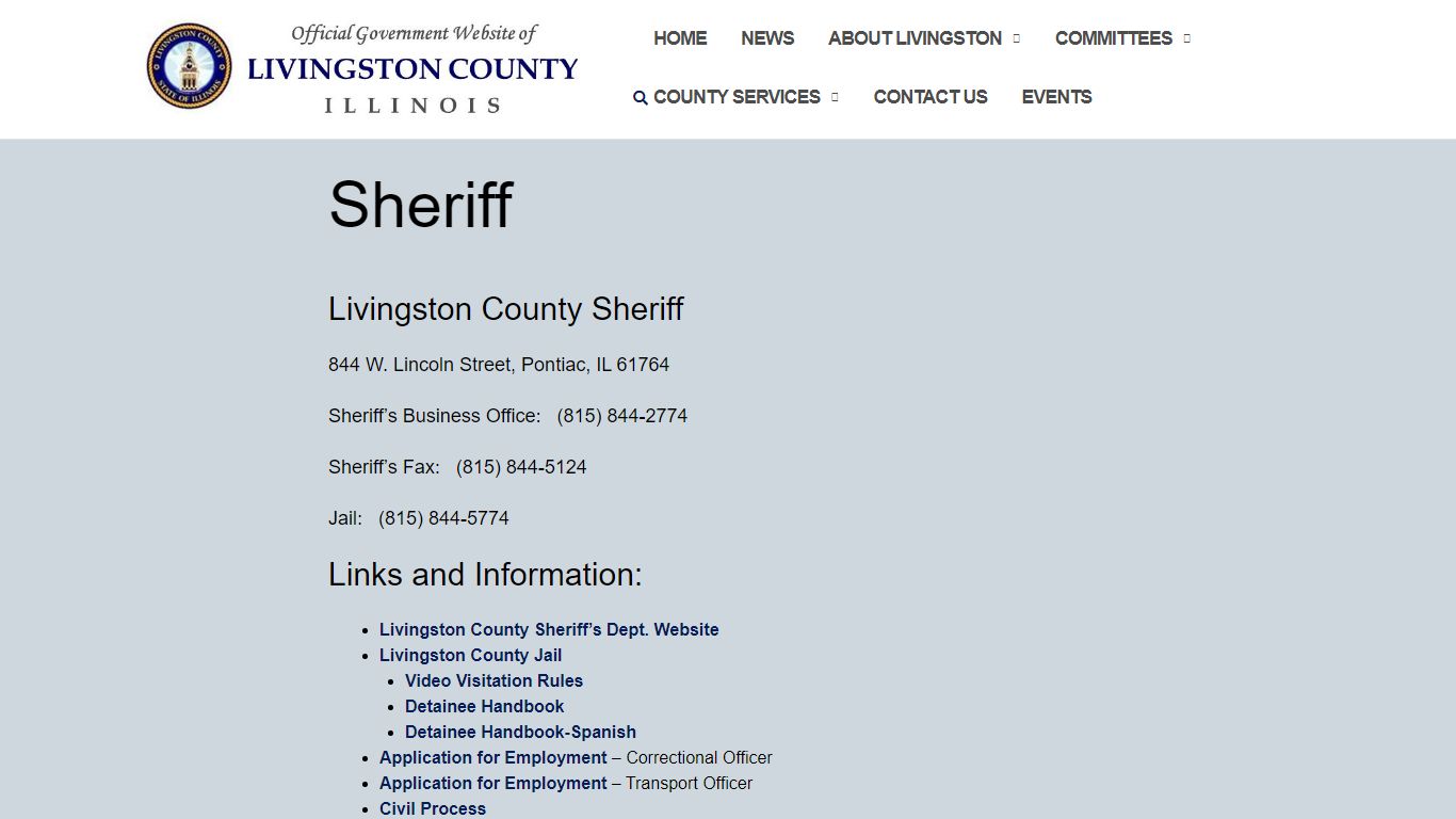 Sheriff – Livingston County, Illinois