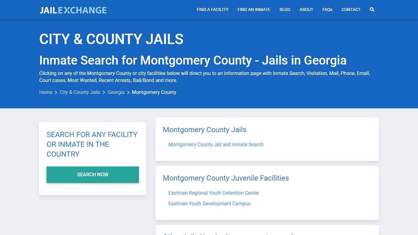 Inmate Search for Montgomery County | Jails in Georgia - Jail Exchange