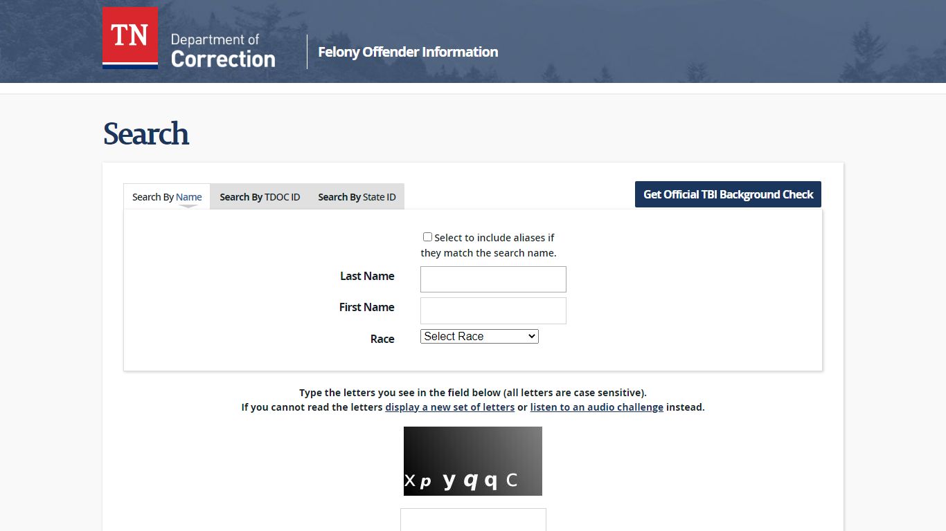 Search - Tennessee Felony Offender Information - TN