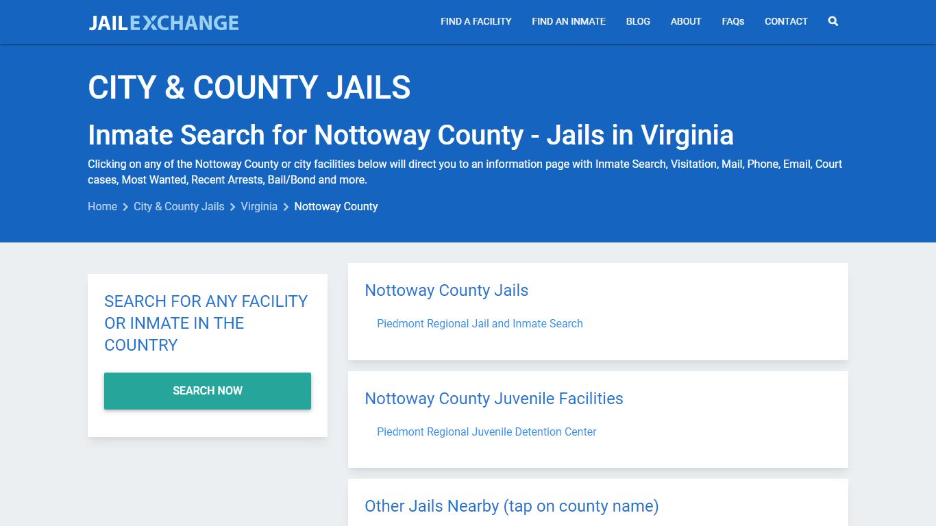 Inmate Search for Nottoway County | Jails in Virginia - Jail Exchange