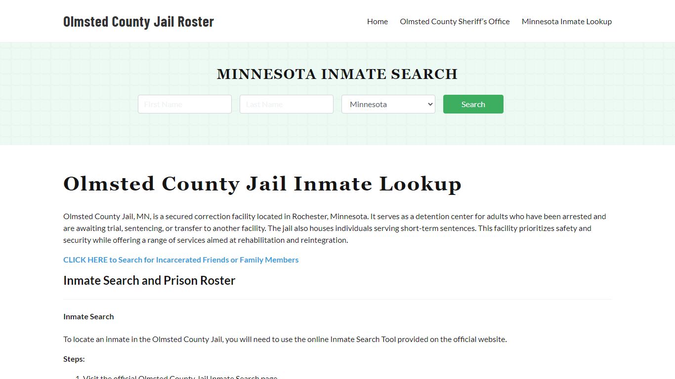 Olmsted County Jail Roster Lookup, MN, Inmate Search