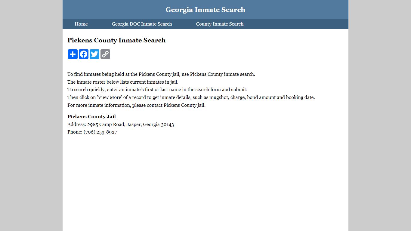 Pickens County Inmate Search