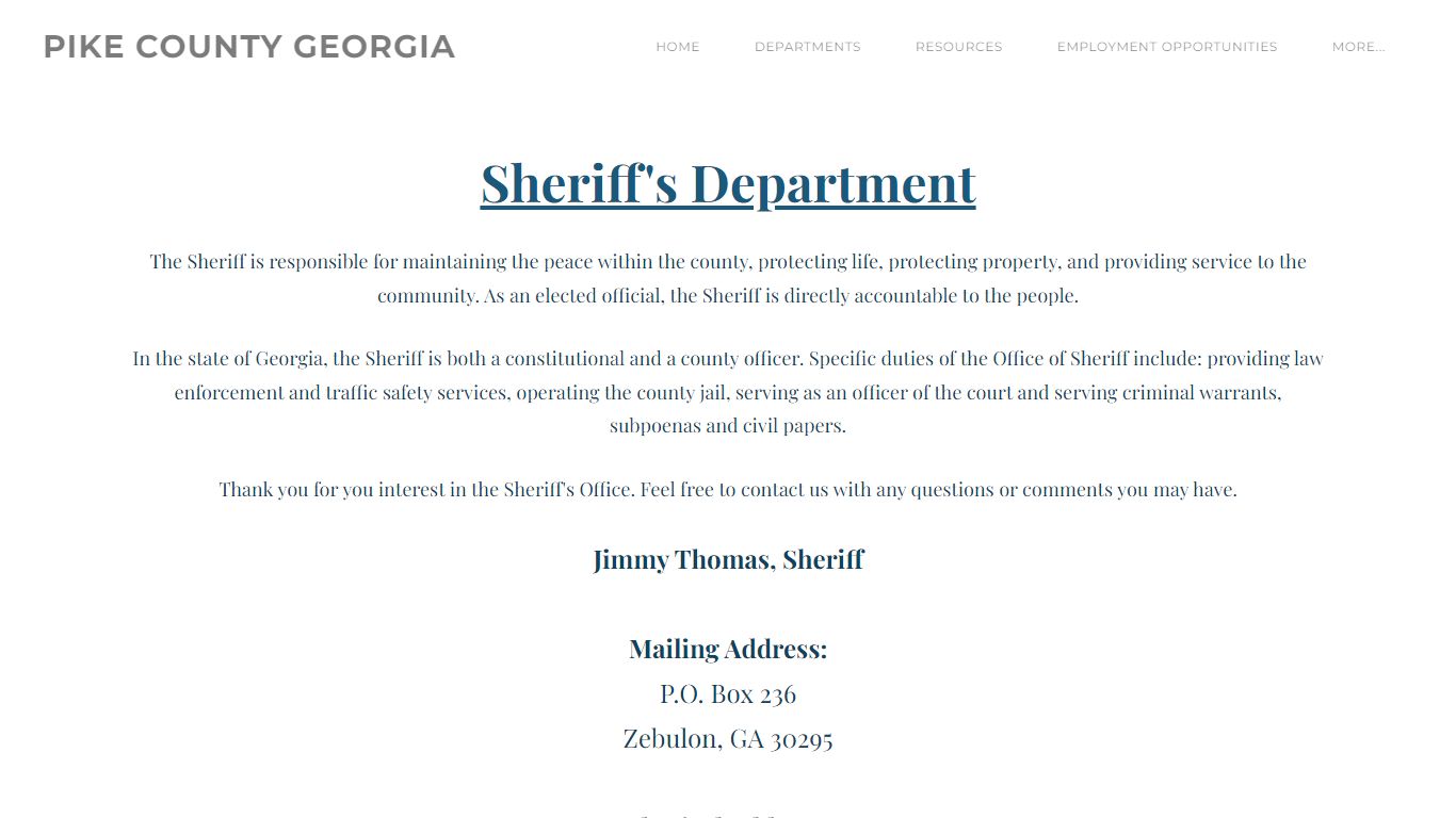 Sheriff's Department - PIKE COUNTY GEORGIA