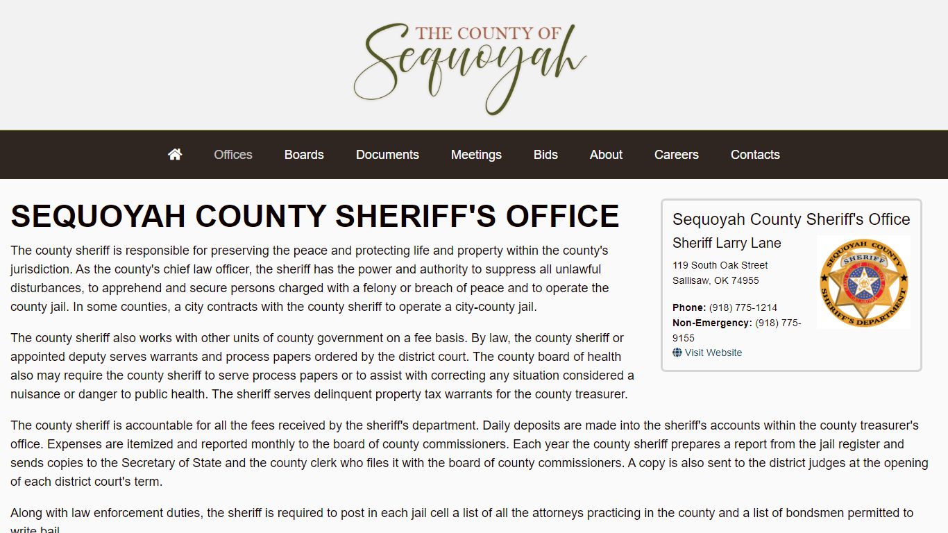 Sheriff's Office - Sequoyah County, Oklahoma