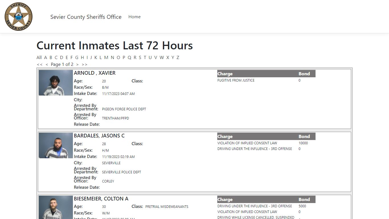 Inmates - ISOMS Portal - Sevier County, Tennessee