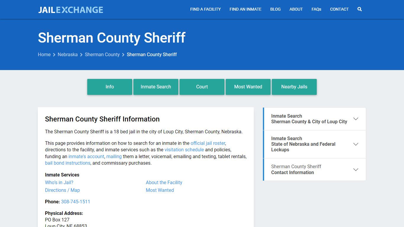 Sherman County Sheriff, NE Inmate Search, Information - Jail Exchange