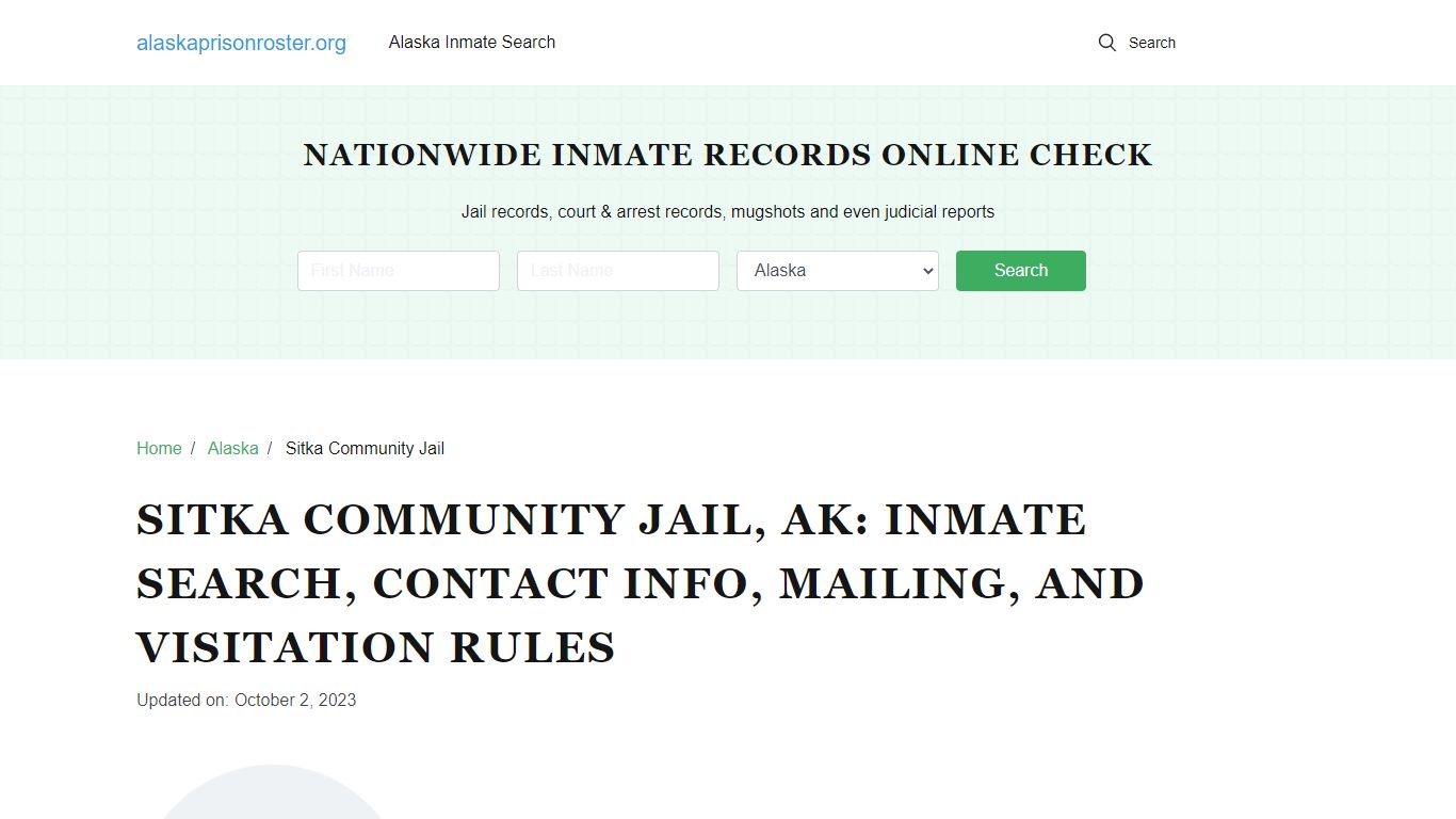 Sitka Community Jail, AK Inmate Search, Mailing and Visitation Rules