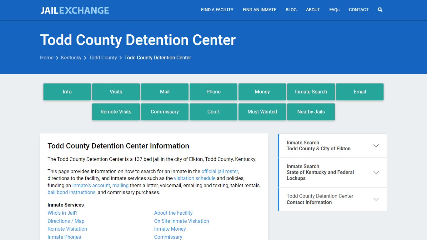 Todd County Detention Center, KY Inmate Search, Information - Jail Exchange