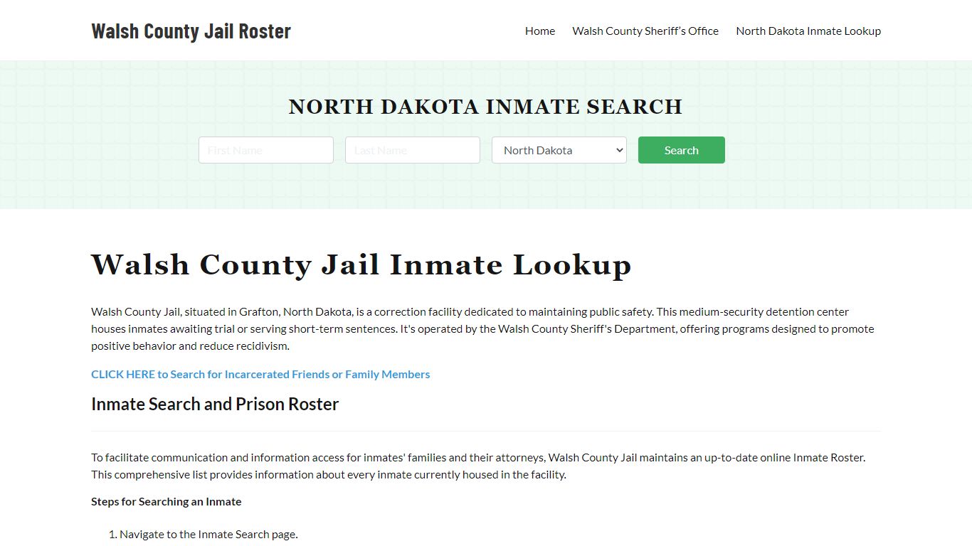 Walsh County Jail Roster Lookup, ND, Inmate Search