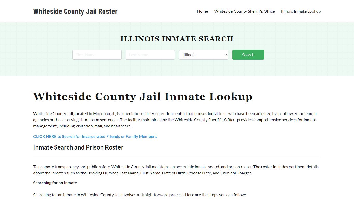 Whiteside County Jail Roster Lookup, IL, Inmate Search